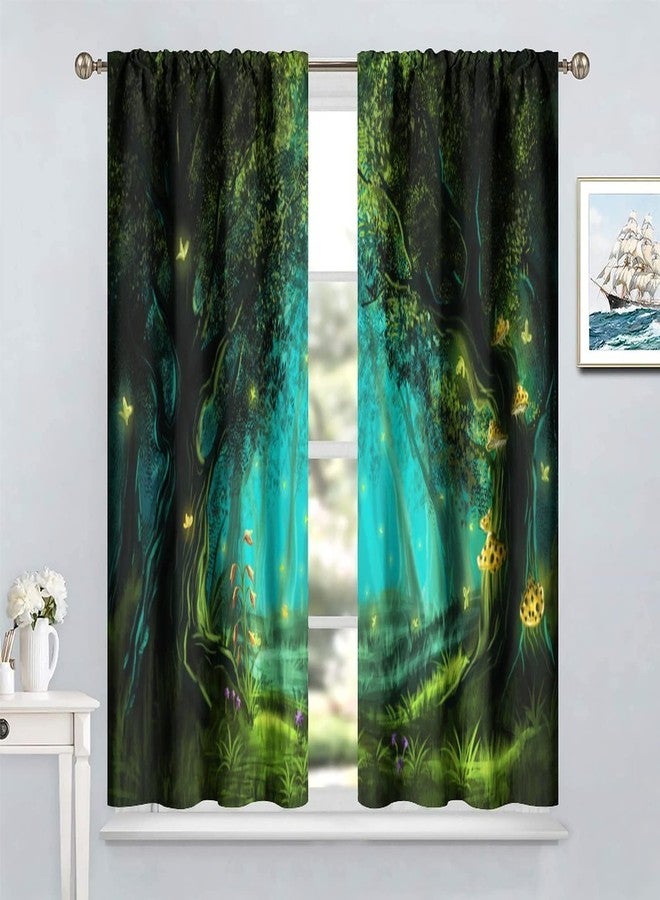 YCness Fantasy Nature Curtains for Windows, Gothic Gate Fantasy Forest Theme Curtains for Living Room, Magic Dreamland Fairy Landscape Pattern Blackout Drapes 2 Panel Sets, 42x45 Inch, Style-3 - Image 5